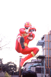 Red Ranger leaps into action with his Lion Fang